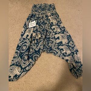 Blue Green BoHo Elephant Genie/ Harem Pants